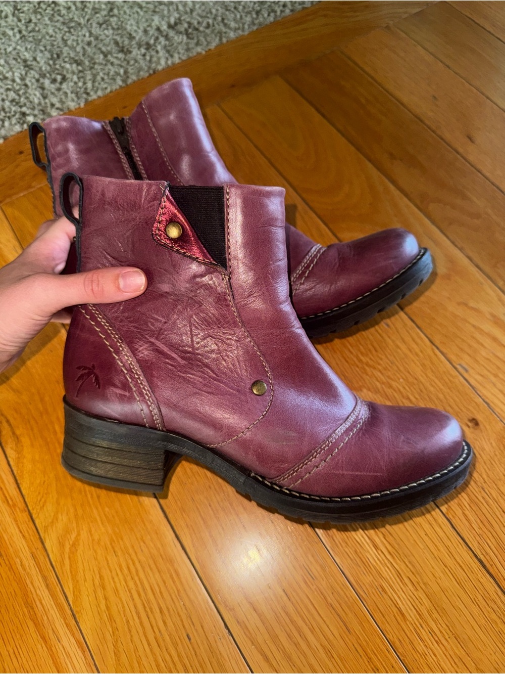 Dromedaris Kassia Purple Scrunched Leather Boot Size 39